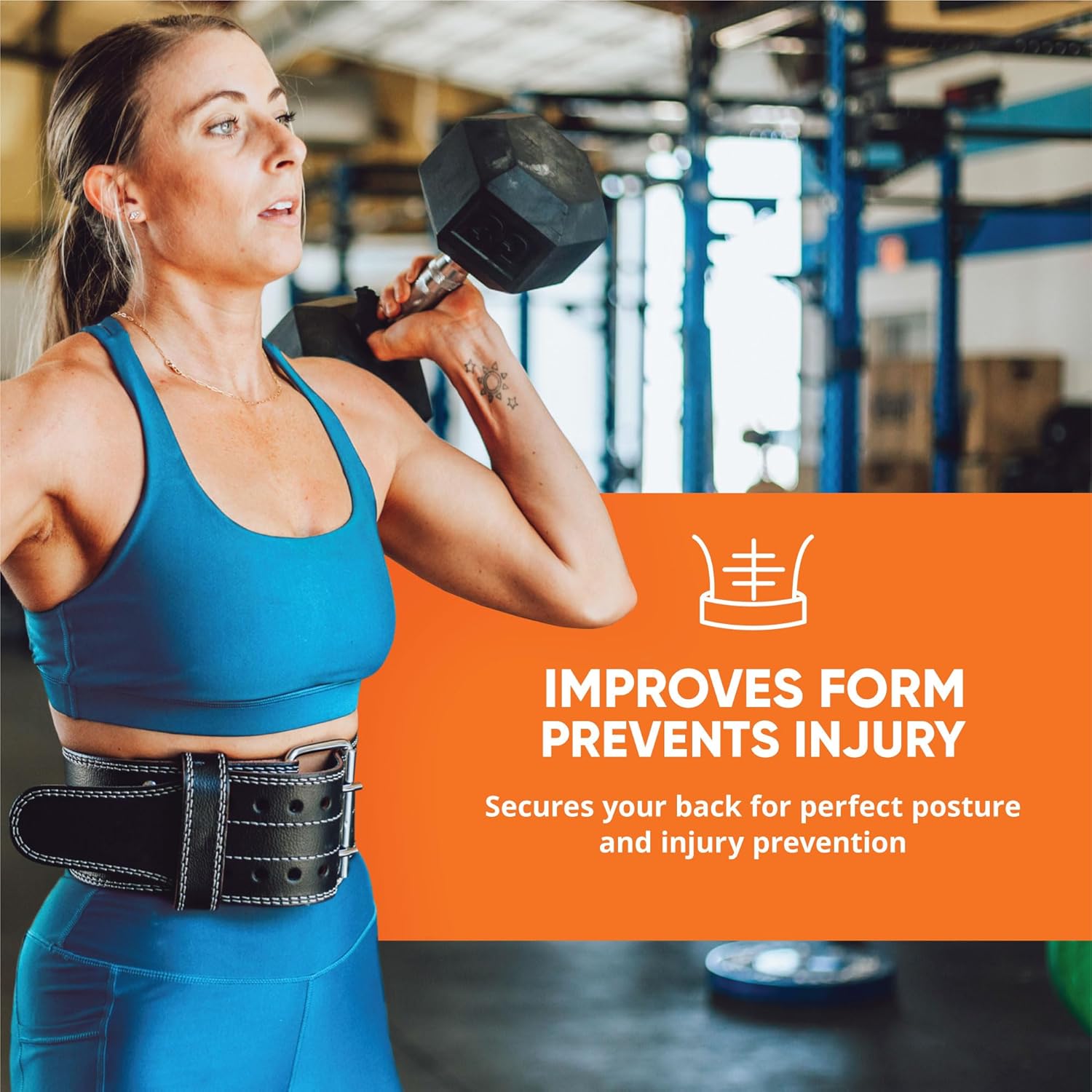 Black leather weightlifting belt with 'PROfitness' logo in front.